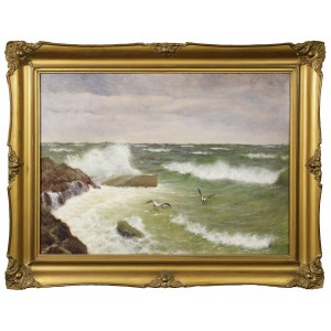 Roman BRATKOWSKI (1869-1954), Seagulls over a rough sea