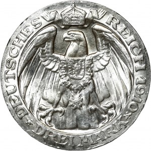 Niemcy, Prusy, Wilhelm II, 3 marki 1910, Berlin