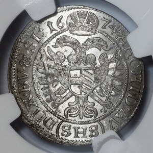 Silesia, Leopold, 6 krajcars 1674 SHS, Wrocław