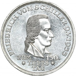 Germany, Friedrich Schiller, 5 marks 1955 F, Stuttgart