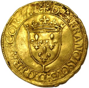 France, Francis I, Écu d'or à la croisette, L Bayonne