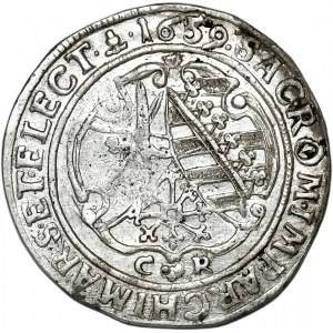 Niemcy, Saksonia, Jan Jerzy II, 1/4 talara 1659 CR, Drezno
