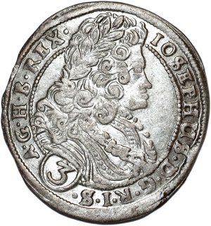 Hungary, Joseph I, 3 krajcars 1711 CH PW, Bratislava