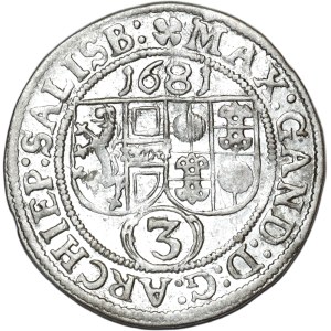 Austria, Max Gandolf von Kuenburg, 3 krajcary 1681, Salzburg