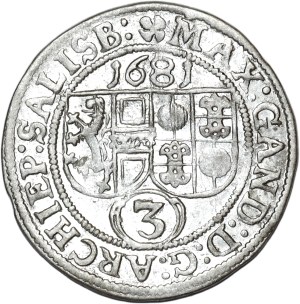 Austria, Max Gandolf von Kuenburg, 3 krajcars 1681, Salzburg