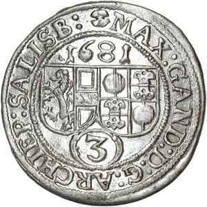 Austria, Max Gandolf von Kuenburg, 3 krajcars 1681, Salzburg