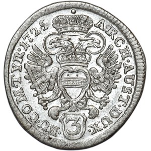 Austria, Karol VI, 3 krajcary 1725, Wiedeń