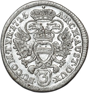 Austria, Charles VI, 3 krajcars 1725, Vienna