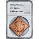 1 złoty 2005, 10 lat w obiegu, miedź