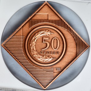 50 groszy 2005, 10 lat w obiegu, miedź