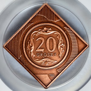 20 groszy 2005, 10 lat w obiegu, miedź