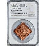 20 groszy 2005, 10 lat w obiegu, miedź