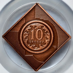 10 groszy 2005, 10 lat w obiegu, miedź
