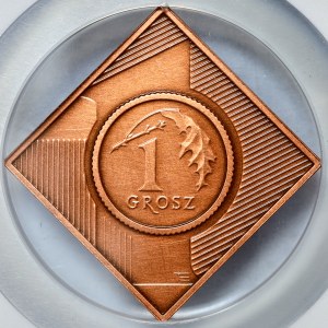 1 grosz 2005, 10 lat w obiegu, miedź