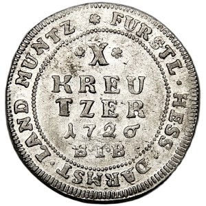 Niemcy, Ernest Ludwig, 10 krajcarów 1726 BIB, Hesja-Darmsdtadt