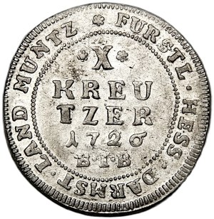 Germany, Ernest Ludwig, 10 krajcars 1726 BIB, Hesse-Darmsdtadt