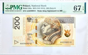 200 zloty 2015, Sigismund I the Old, AA 0590010