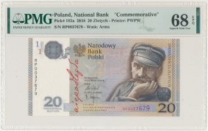 20 złotych 2018, 100-lecie odzyskania Niepodległości, Józef Piłsudski