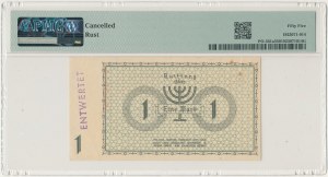 Lodz Ghetto, 1 mark 1940, No 000121, no series letter, ENTWERTET