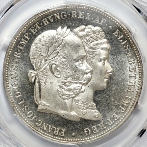 Austria, Franz Joseph, 2 guilders 1879, Silver Wedding