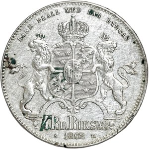 Szwecja, Karol XV, 4 riksdaler (talar) 1862