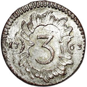 August III Sas, 3 halerze (ternar) 1763, Grünthal