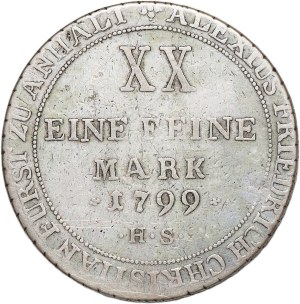 Germany, Anhalt-Bernburg, Alexis Frederick Krystian, 2/3 of a thaler 1799 HS.