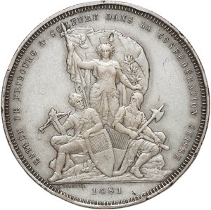 Switzerland, 5 francs 1881, Fribourg Festival, shooting thaler