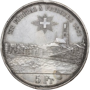 Szwajcaria, 5 franków 1881, Festiwal w Fribourgu, talar strzelecki