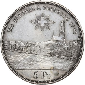 Switzerland, 5 francs 1881, Fribourg Festival, shooting thaler
