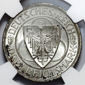 Germany, Weimar Republic, 3 marks 1930 D, Recapture of the Rhineland, Munich