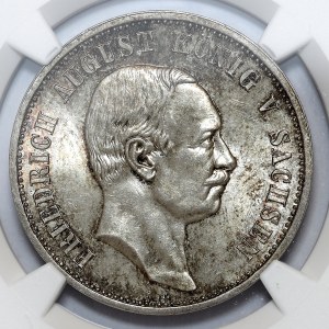 Niemcy, Saksonia, Fryderyk August III, 3 marki 1909 E, Muldenhütten
