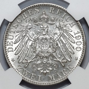 Niemcy, Saksonia, Albert, 2 marki 1900 E, Muldenhütten
