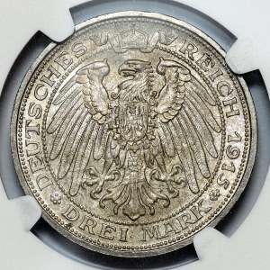 Niemcy, Meklemburgia-Schwerin, 3 marki 1915 A, Berlin