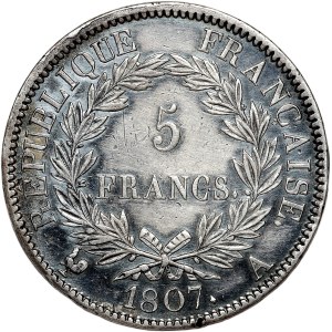 Francja, Napoleon I, 5 franków 1807 A, Paryż