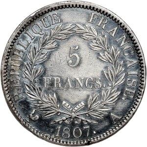 France, Napoleon I, 5 francs 1807 A, Paris