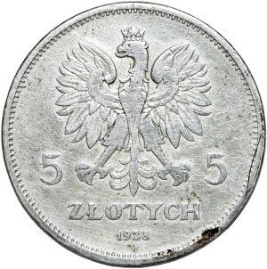 5 zloty 1928, Nike, Warsaw, mint mark away