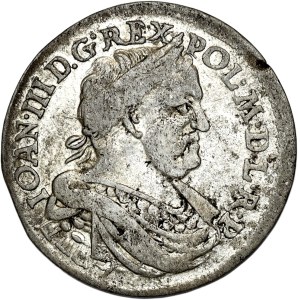 Jan III Sobieski, ort 1677, Bydgoszcz, bez liter po bokach tarczy.
