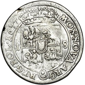 Jan III Sobieski, ort 1677, Bydgoszcz, bez liter po bokach tarczy.