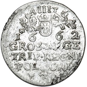 Jan II Kazimierz, trojak 1662 AT, Kraków