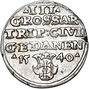 Sigismund I the Old, trojak 1540 PRV, Gdańsk