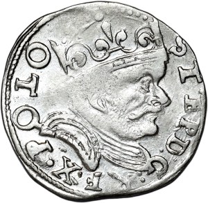 Stefan Batory, trojak 1586, Poznań, POTO error, reversed N