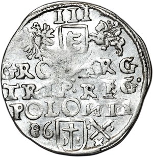 Stefan Batory, trojak 1586, Poznań, POTO error, reversed N