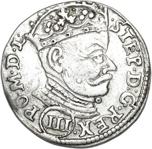 Stefan Batory, trojak 1581, Vilnius, denomination in cartouche