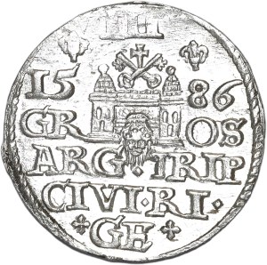 Stefan Batory, trojak 1586, Riga, small head