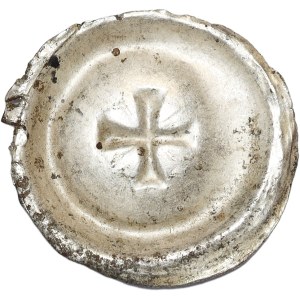 Zakon Krzyżacki, brakteat XV w, krzyż grecki z rozdwojonymi ramionami