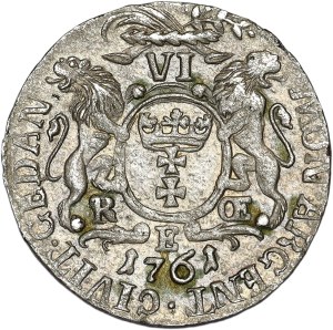 August III Sas, sixpence 1761, Gdansk