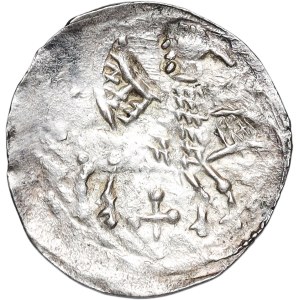 Bolesław IV Kędzierzawy, (po 1166) denar - Książe na tronie i Gryf / Pegaz