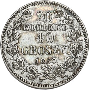 Zabór rosyjski, 20 kopiejek = 40 groszy 1850 MW, Warszawa