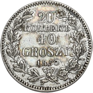 Russian annexation, 20 kopecks = 40 groszy 1850 MW, Warsaw